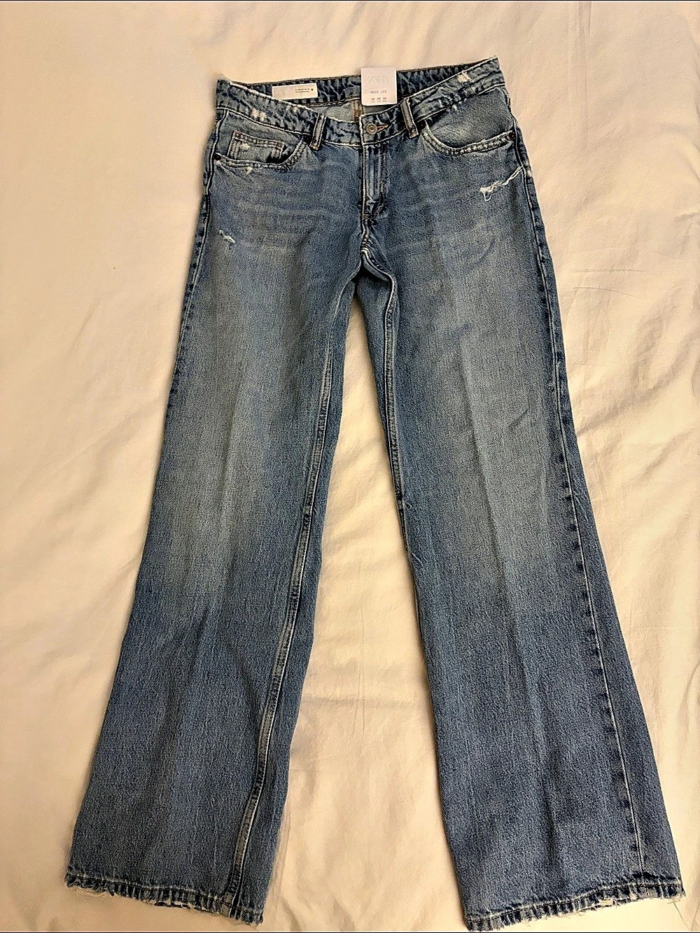 Zara Wide Leg Jeans in Blue Size Medium